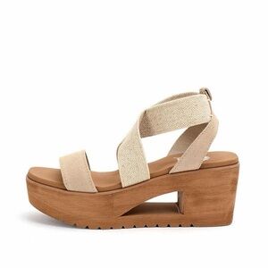 Yellow Box Beige Crisscross Wedge Sandal